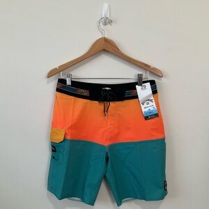 Billabong Men’s Pro Performance Boardshorts Size 29 Mid Length Aqua